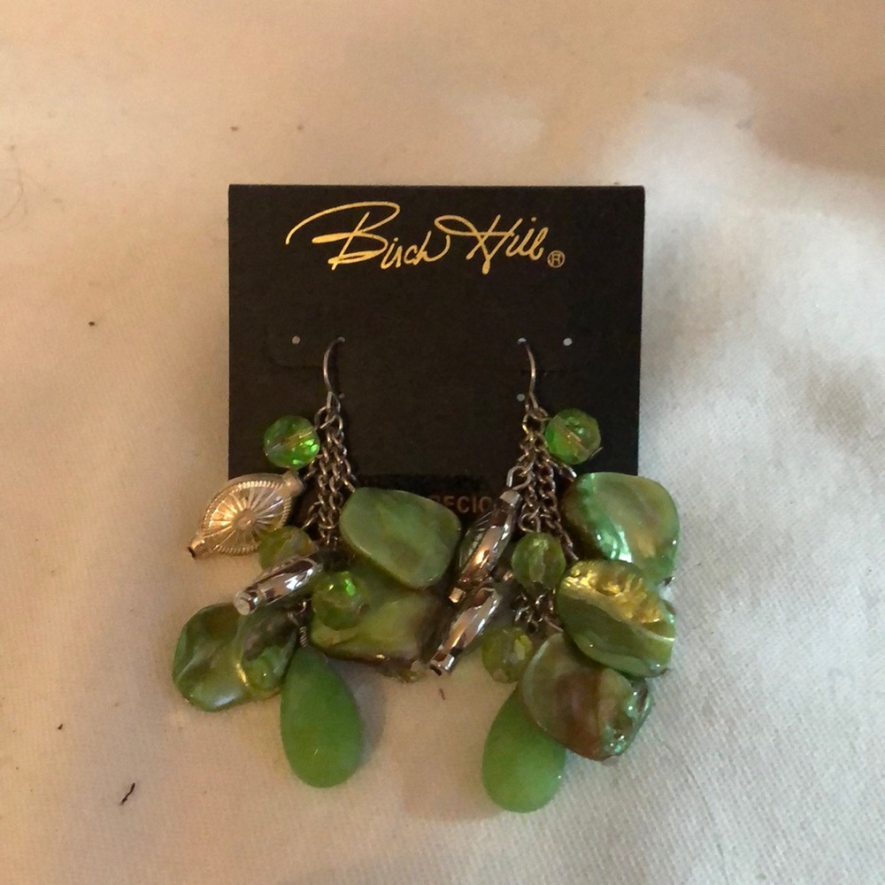 New Birch Hill pierced earringsw/silicone stoppers on hooks.